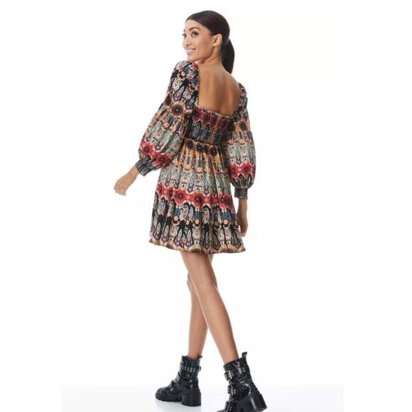 Alice + Olivia Julissa Empire Waist Mini Dress Now And Forever Tangerine Size 6 - Picture 11 of 16